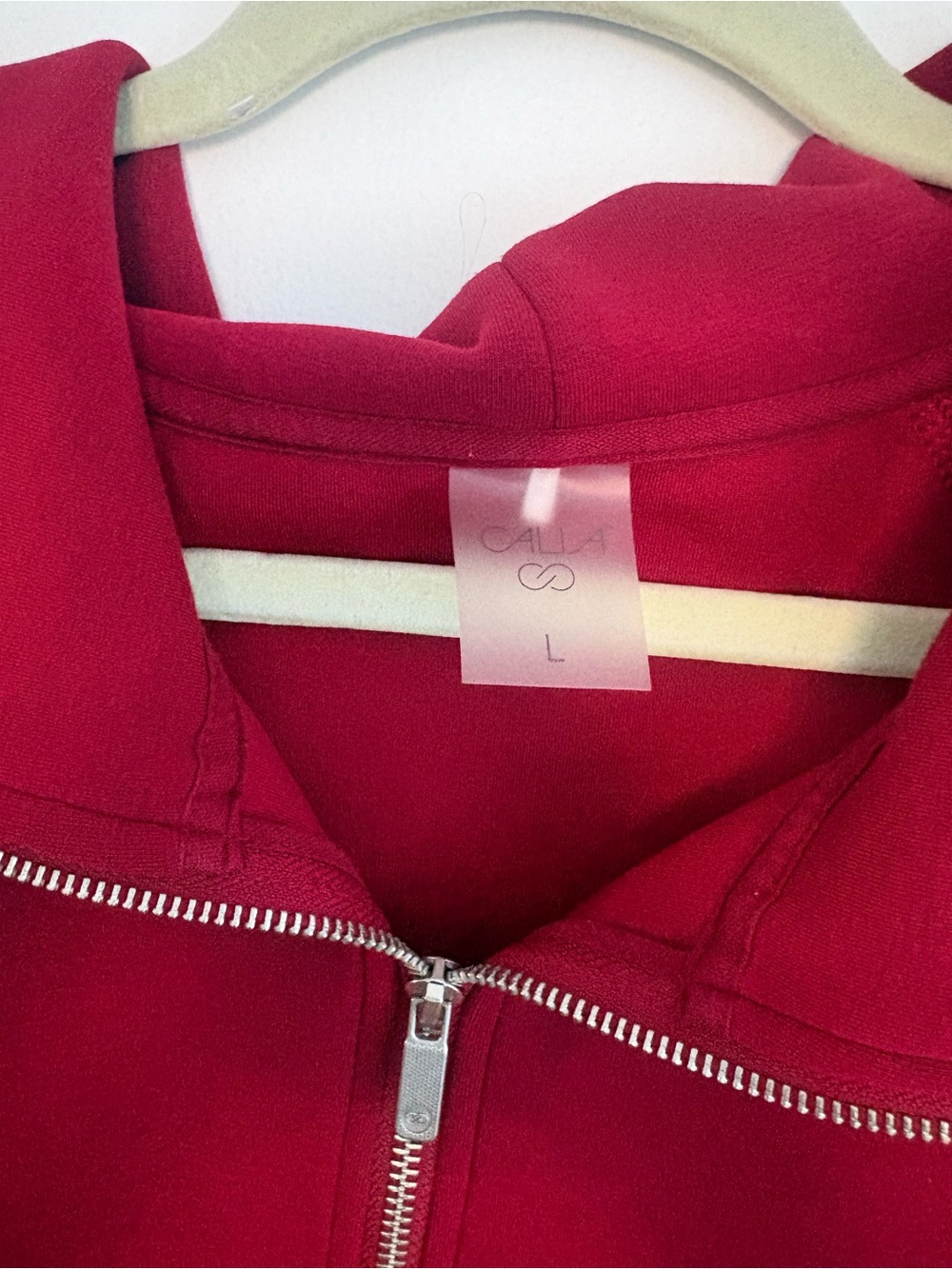Calia Women's Soft Scuba 1/4 Zip Pullover Sweatshirt - size large - red - Picture 2 of 3